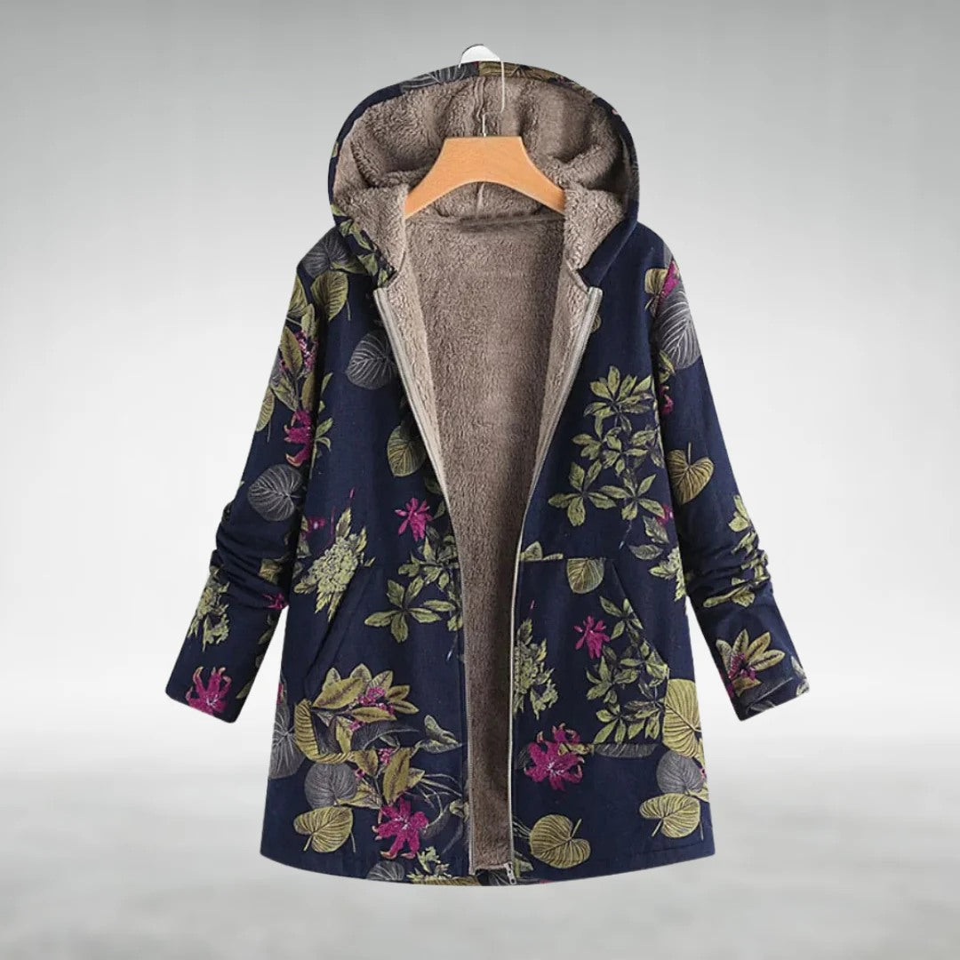 Fleur | Floral Hooded Fleece Coat