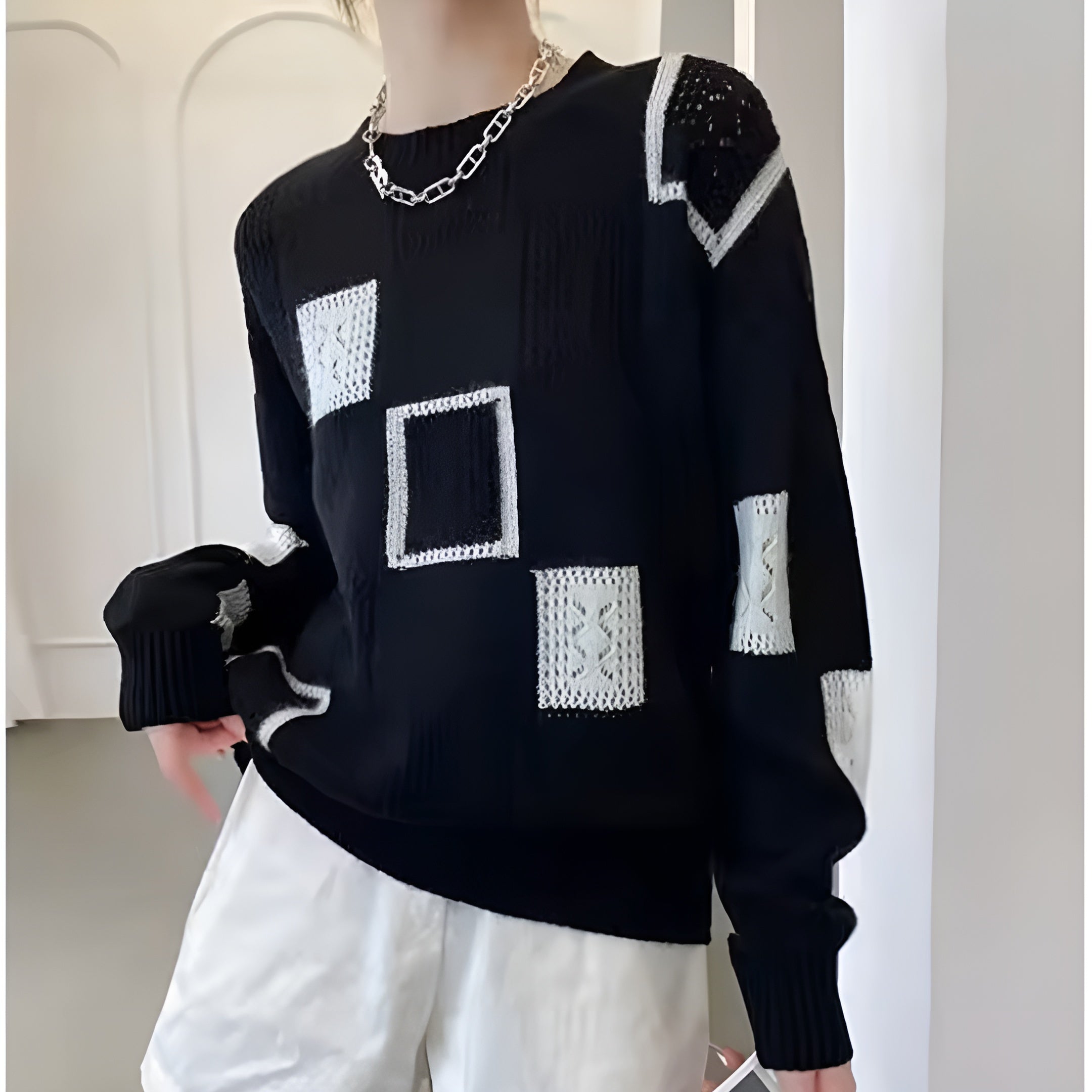 Claudine™ | Geometric Knit Sweater